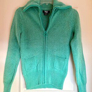 Zippered cotton knit jacket, mint green